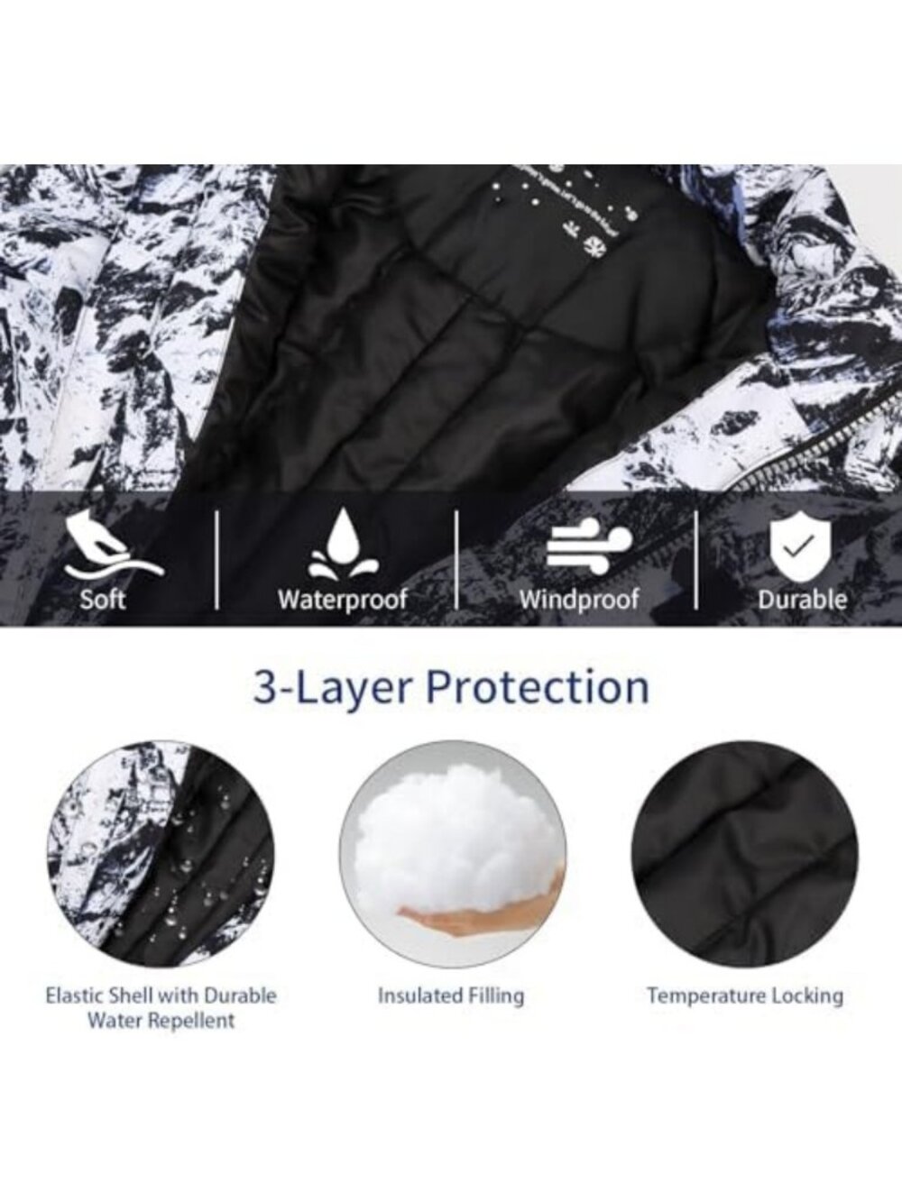 Kids Waterproof Snowsuit One Piece, Ski Jacket Jumpsuit for Boys & Girls, Winter - Picture 5 of 6